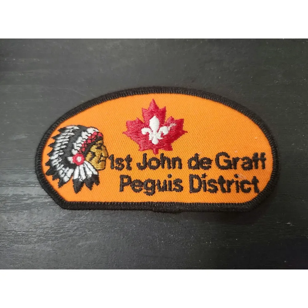 1st John de Gaff Peguis District Scouts Canada Patch - Vintage Maple Leaf Emblem